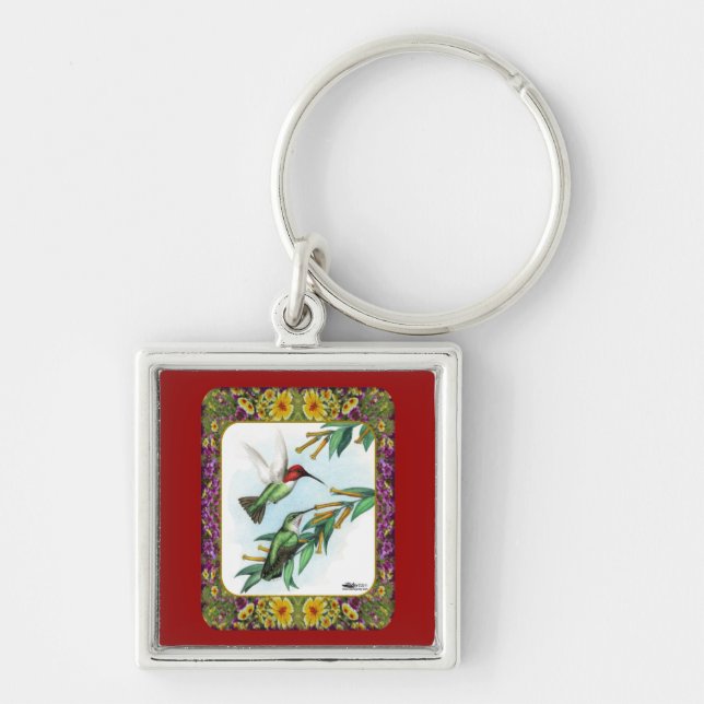 Hummingbirds and Flowers #4 Key Ring (Front)