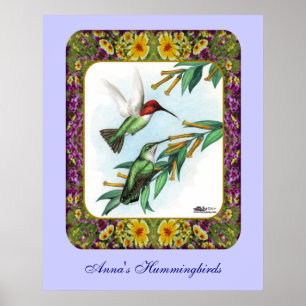 Hummingbirds and Flowers #4 Poster