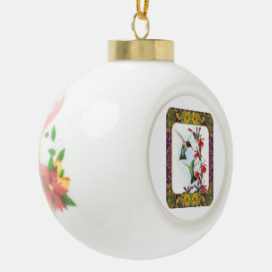 Hummingbirds and Flowers #5 Ceramic Ball Christmas Ornament