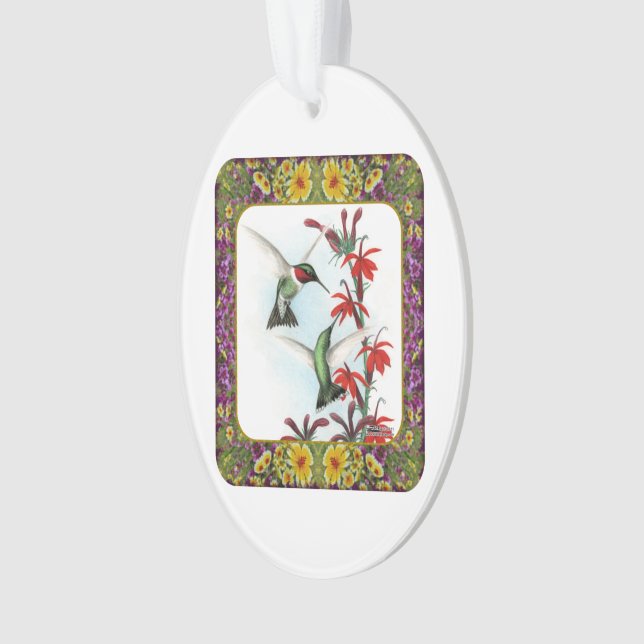 Hummingbirds and Flowers #5 Ornament (Front)