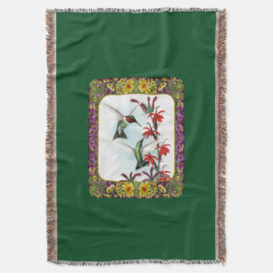 Hummingbirds and Flowers #5 Throw Blanket
