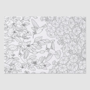 Hummingbirds and Flowers Adult Colouring Page Tissue Paper