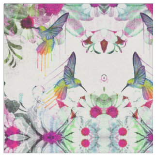 Hummingbirds and Flowers Fabric
