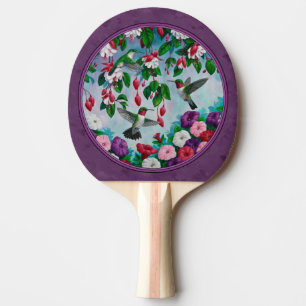 Hummingbirds and Flowers Purple Ping Pong Paddle