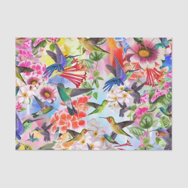 Hummingbirds and Flowers Tissue Paper (Front)