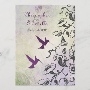 Hummingbirds and Flowers Wedding Invitation