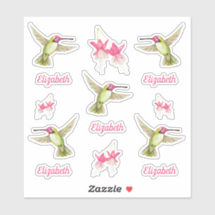 Hummingbirds and Fuchsia Flower Blossoms Vinyl