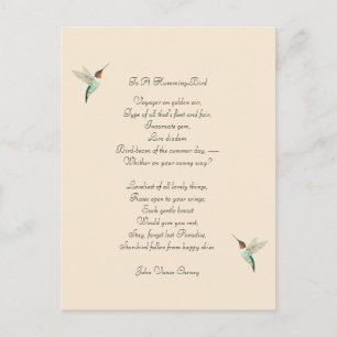 Hummingbirds and John Vance Cheney Quote Postcard