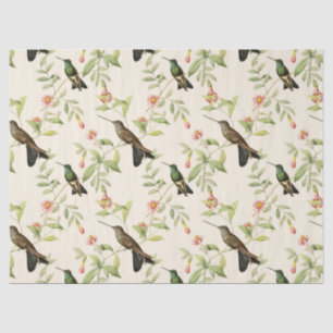 Hummingbirds and Leaves on Ivory Decoupage Tissue Paper