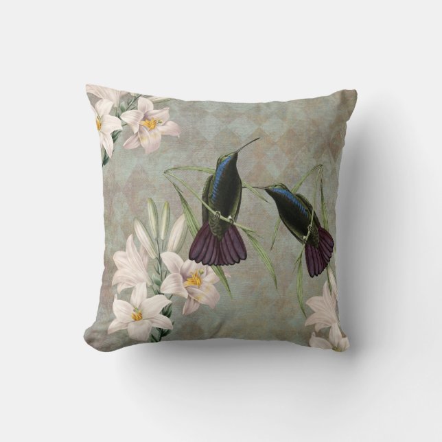 Hummingbirds and Lilies Cushion (Front)