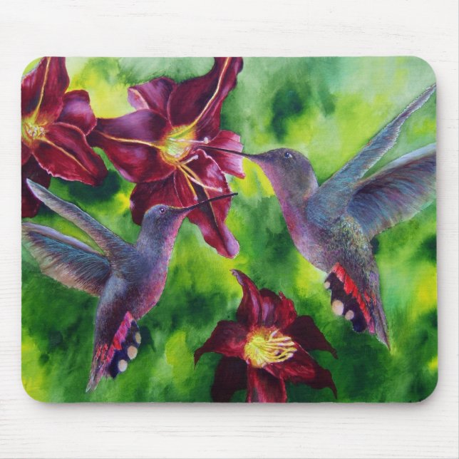 Hummingbirds and Lillies Mouse Pad (Front)