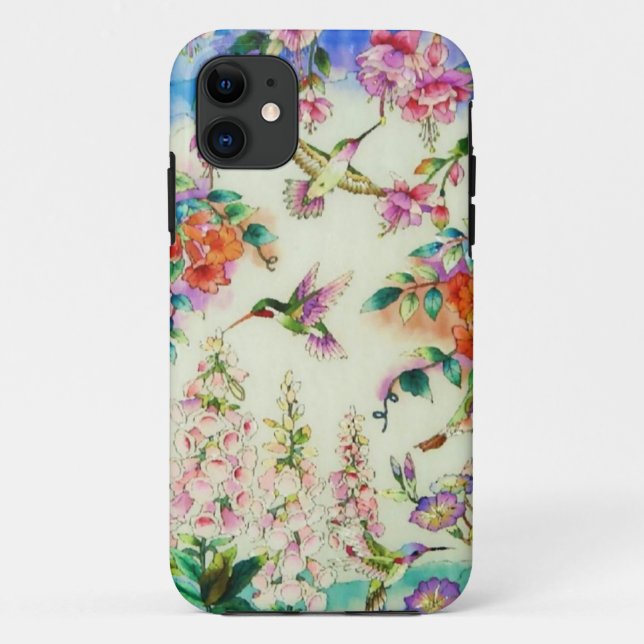 Hummingbirds and Pink Flowers iPhone 5 Case (Back)