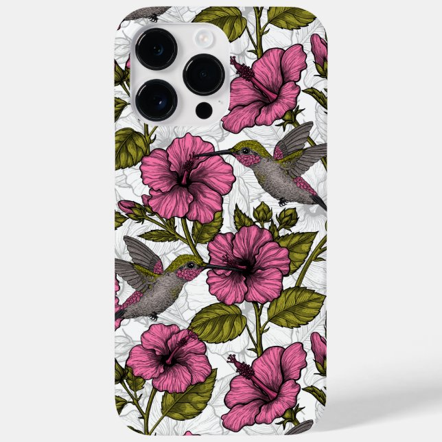 Hummingbirds and pink hibiscus flowers Case-Mate iPhone case (Back)