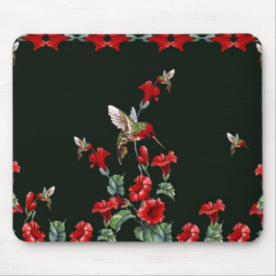Hummingbirds and Roses Mouse Mat