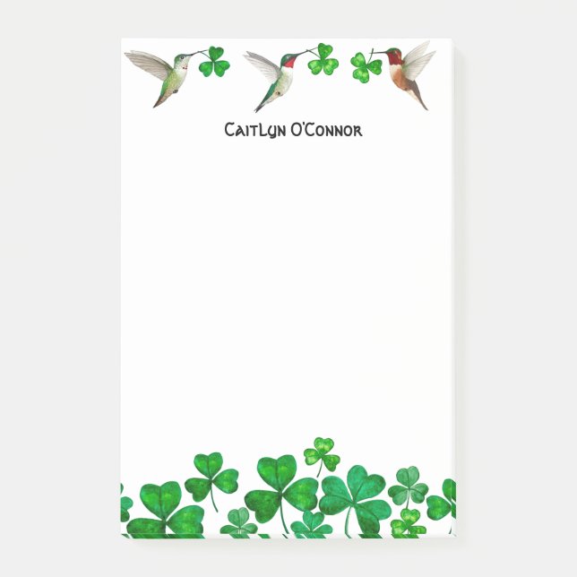 Hummingbirds and Shamrocks  Notepad (Front)
