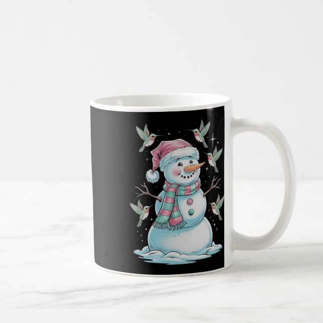 Hummingbirds And Snowman For Animal Lovers  Coffee Mug (Right)