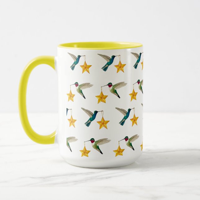 Hummingbirds and Stars Two-Tone Coffee Mug (Left)