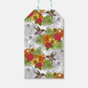 Hummingbirds and tropical bouquet gift tags