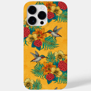 Hummingbirds and tropical bouquet in yellow Case-Mate iPhone 14 pro max case