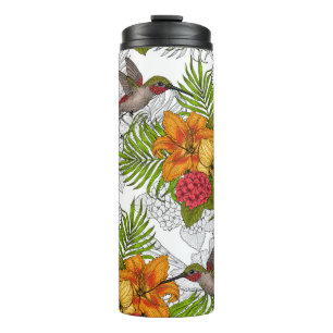 Hummingbirds and tropical bouquet thermal tumbler