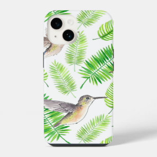 Hummingbirds and tropical leaves iPhone 14 case