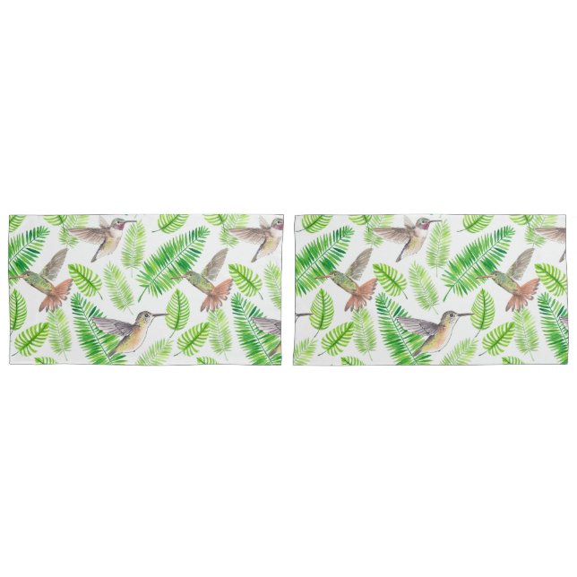 Hummingbirds and tropical leaves pillowcase (Front-Set)