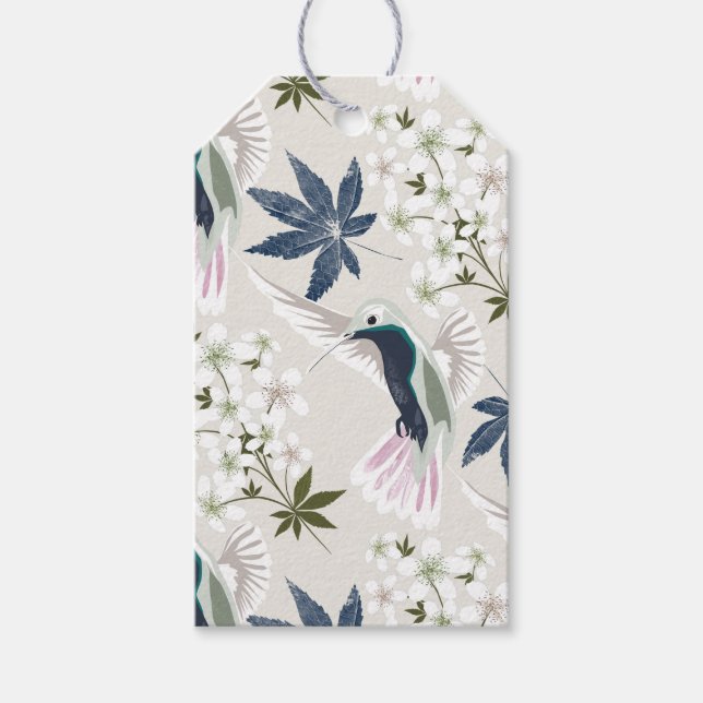 Hummingbirds and white flowers. gift tags (Front)