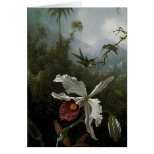 Hummingbirds and White Orchid by Martin J. Heade