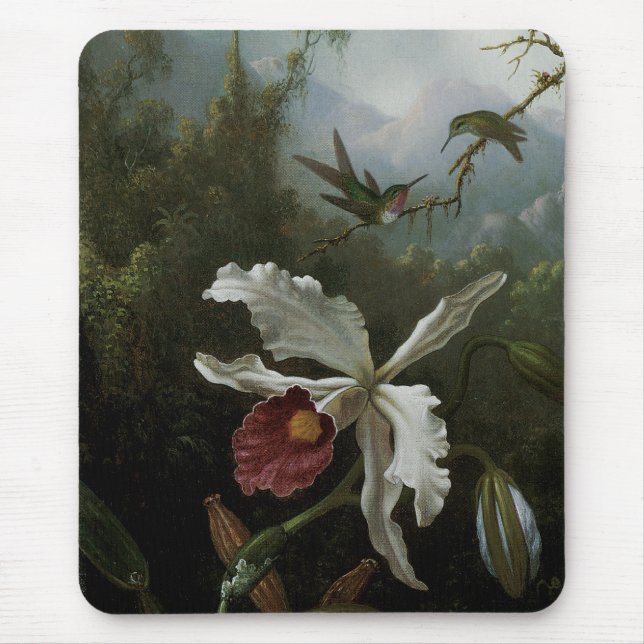 Hummingbirds and White Orchid by Martin J. Heade Mouse Mat (Front)