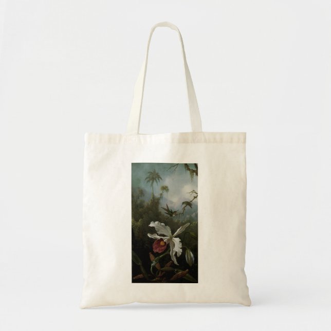 Hummingbirds and White Orchid by Martin J. Heade Tote Bag (Front)