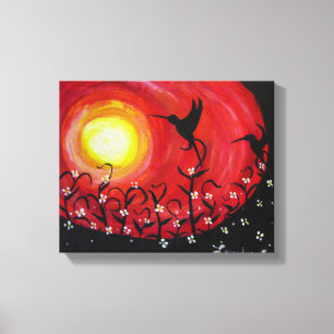 Hummingbirds at Sunset Canvas Print