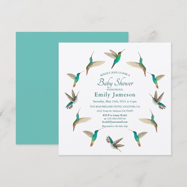 Hummingbirds Baby Shower Invitation (Front/Back)