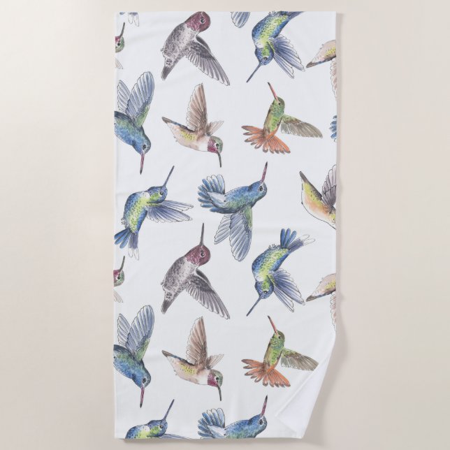 Hummingbirds Beach Towel (Front)