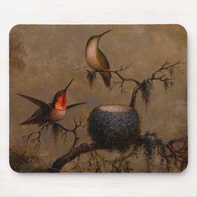 Hummingbirds bird nest victorian heade painting mouse mat (Front)