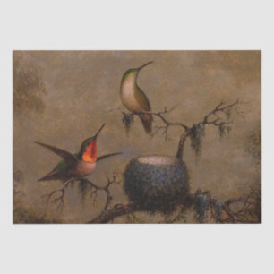 Hummingbirds bird nest victorian heade painting tissue paper
