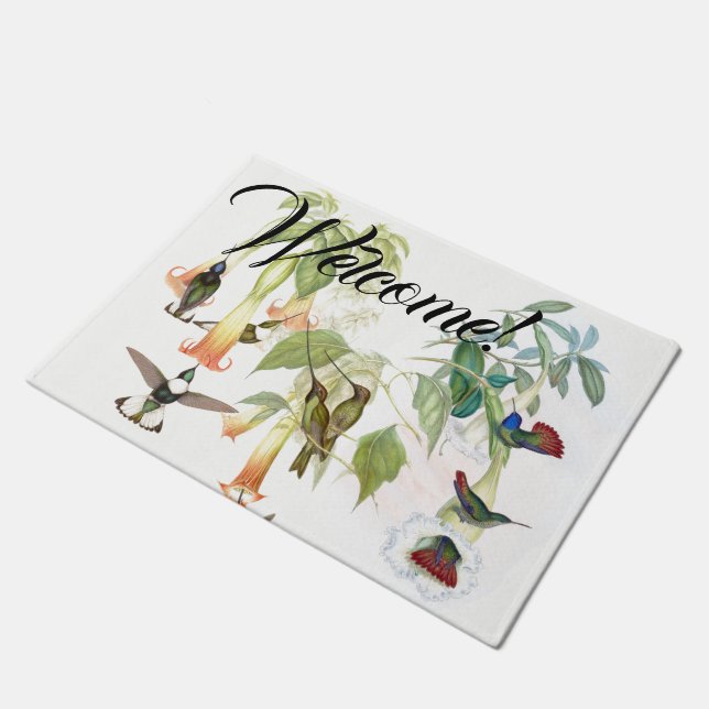 Hummingbirds Birds Animals Flowers Welcome Doormat (Angled)