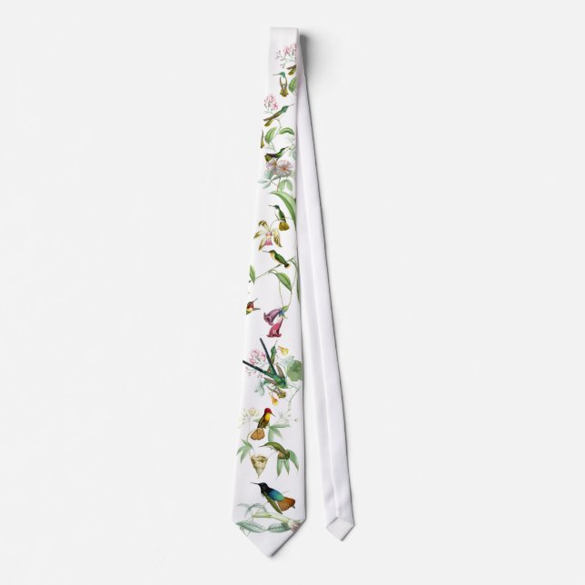 Hummingbirds Birds Flowers Floral Wildlife Animals Tie (Front)