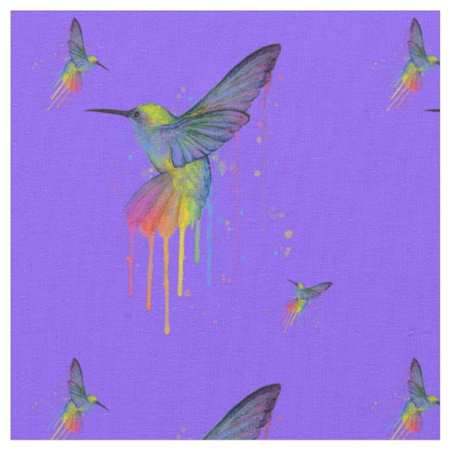 HummingBirds Blue and Brights Fabric (Close Up)