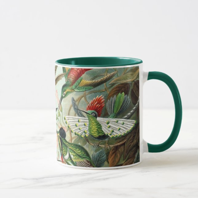 Hummingbirds by Ernst Haeckel, Vintage Birds Trees Mug (Right)