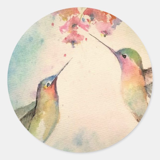 hummingbirds classic round sticker (Front)