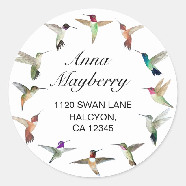 Hummingbirds Classic Round Sticker (Front)