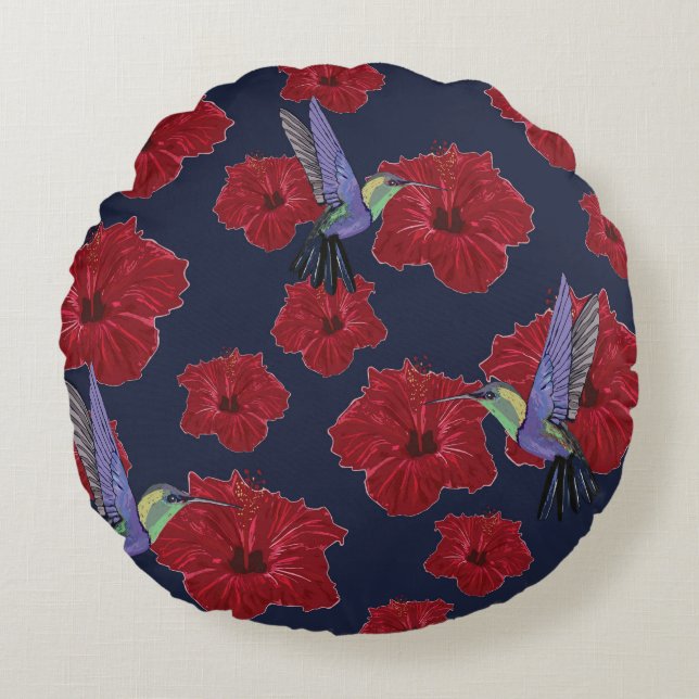 Hummingbirds Dream Round Cushion (Front)