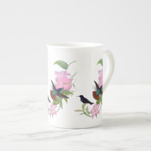 Hummingbirds Floral Botanical Bone China Mug