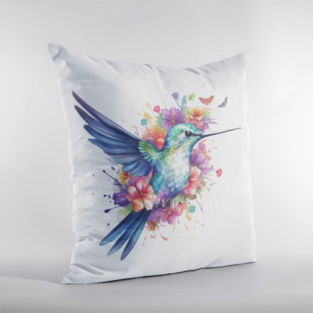 Hummingbirds Floral Bouquet Birthday Party Cushion (Creator Uploaded)