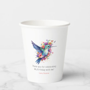 Hummingbirds Floral Bouquet Birthday Party Paper Cups