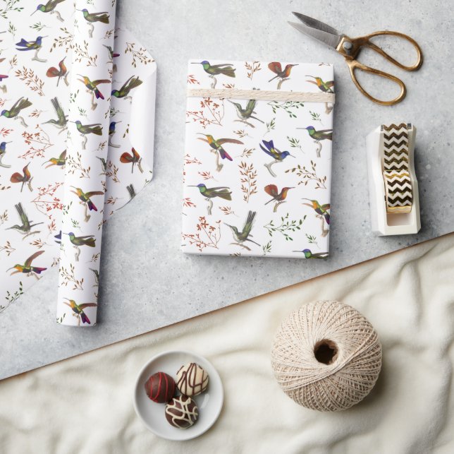 Hummingbirds Floral Colourful Birder Wrapping Paper (Crafts)
