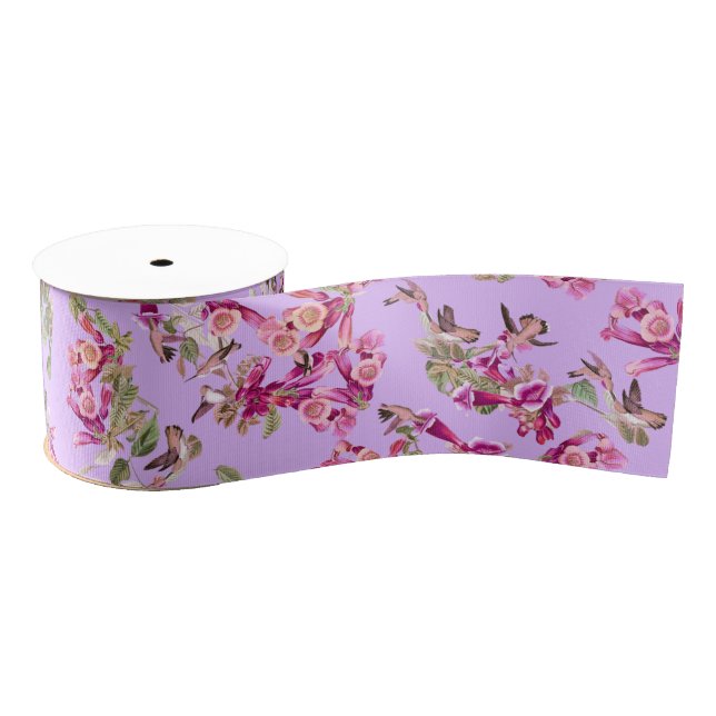 Hummingbirds Floral Flower Grosgrain Ribbon (Spool)