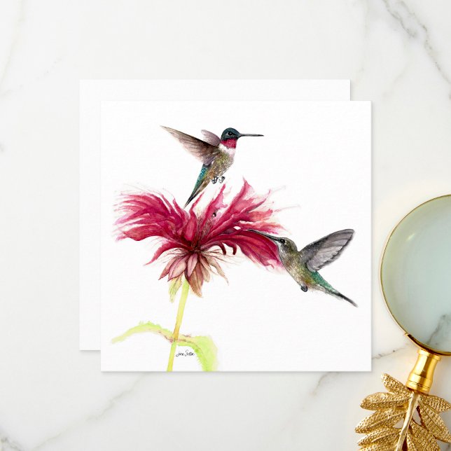 Hummingbirds Floral Watercolor Thank You Card (Hummingbirds Floral Watercolor Thank You Card by Jenn Steffen Art)