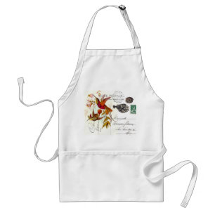 Hummingbirds Flower French Ephemera Fish Apron