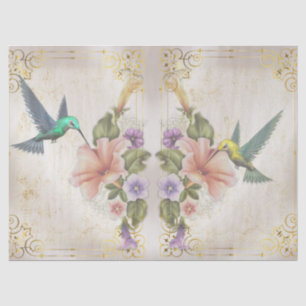 Hummingbirds, Flowers and Scroll work Decoupage Tissue Paper